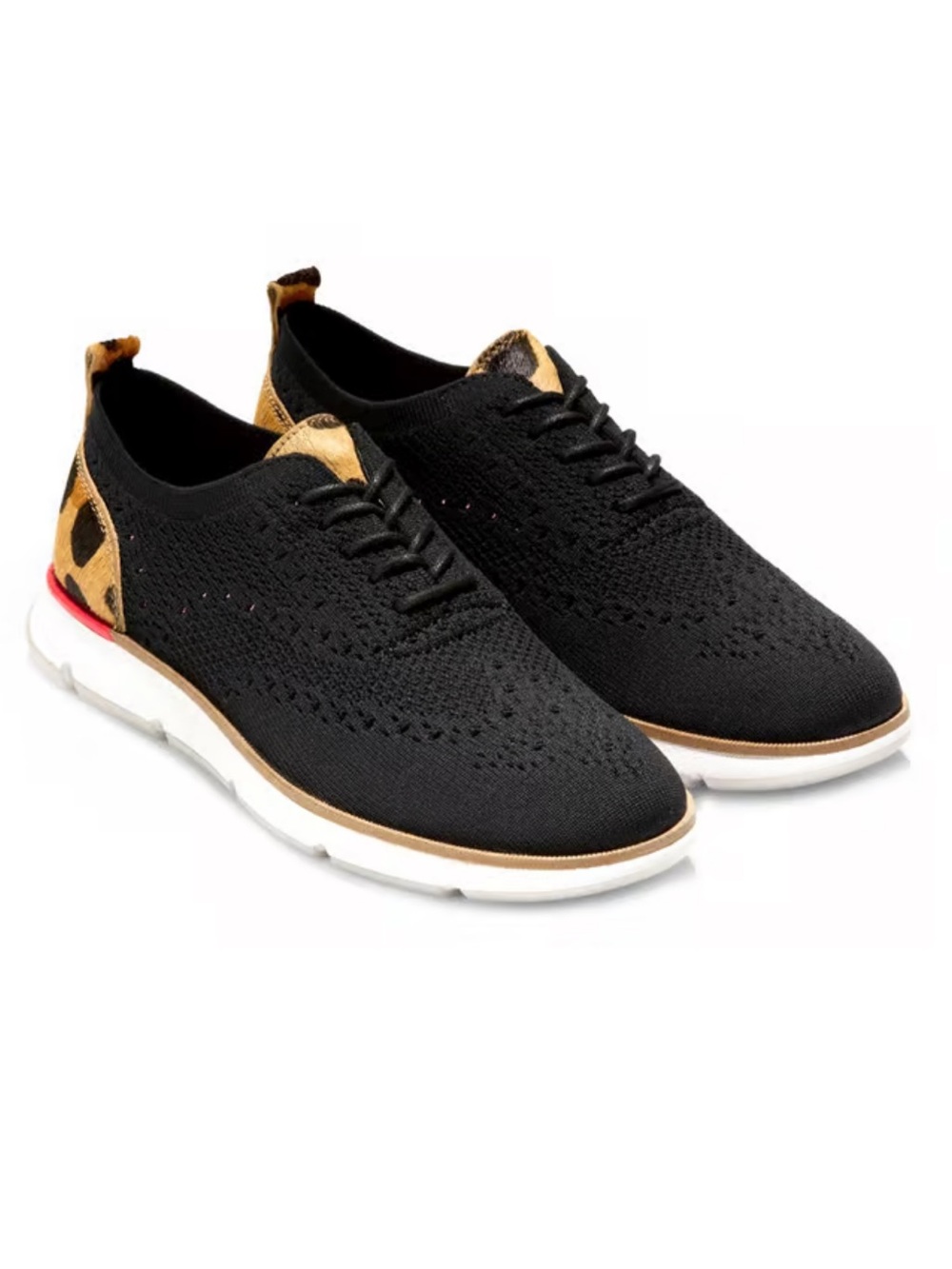 Cole Haan Zerogrand Black and Animal Print Sneakers, size 9.5 M New!